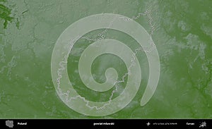 powiat mlawski outlined, Poland. Physical