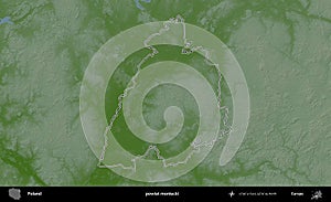 powiat moniecki outlined, Poland. Physical