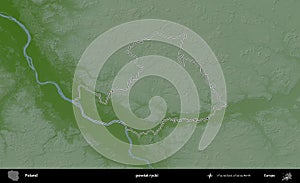 powiat rycki outlined, Poland. Physical