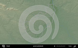 powiat sandomierski outlined, Poland. Physical