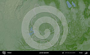 powiat sejnenski outlined, Poland. Physical