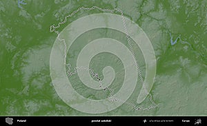 powiat sokolski outlined, Poland. Physical