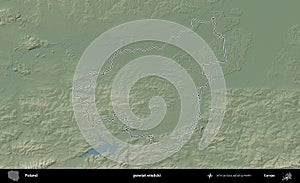 powiat wielicki outlined, Poland. Physical