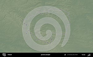 powiat zamojski outlined, Poland. Physical