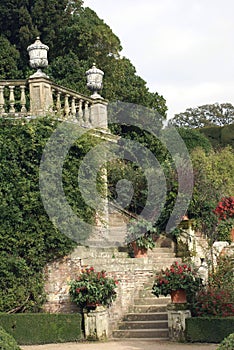 Powis castle garden stairway in England