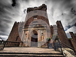 Powys Castle was originally a medieval castle, later rebuilt into a chateau, surrounded by Baroque gardens.