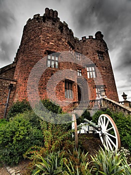 Powys Castle was originally a medieval castle, later rebuilt into a chateau, surrounded by Baroque gardens.