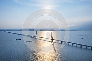 Poyang lake second bridge at dusk