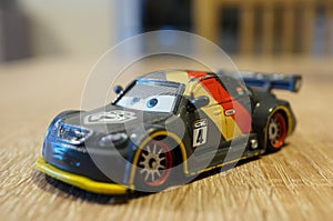 POZNAN, POLAND - Jun 08, 2020: Thomas Schnell toy race car