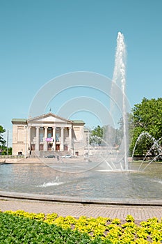 Grand Theatre and Adam Mickiewicz Park in Poznan, Poland