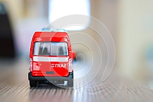 POZNAN, POLAND - Mar 28, 2016: Red toy emergency van