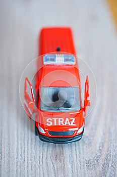 POZNAN, POLAND - Mar 28, 2016: Red toy emergency van