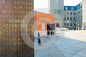 Poznan, POLAND - September 06, 2016: Encryption Container - temporary pavilion which looks like Enigma machine