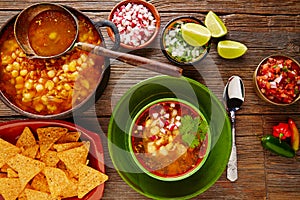 Pozole with mote big corn stew from Mexico