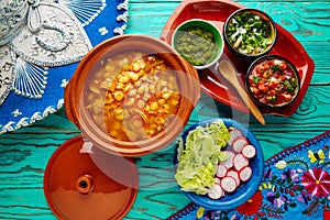 Pozole with mote big corn stew from Mexico