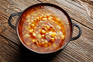 Pozole with mote big corn stew from Mexico photo