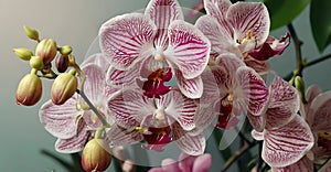 The vibrant orchid flowers blooming on white background for frame.