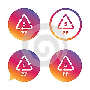 PP 5 icon. Polypropylene thermoplastic polymer.