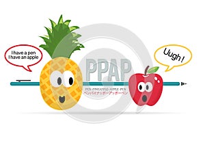 PPAP Pen Pineapple Apple Pen Funny Vector