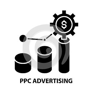ppc advertising icon, black vector sign with editable strokes, concept illustration