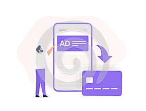 PPC Advertising Revenue concept. generate cash income. Optimize pay per click strategy. Vector illustration isolated on