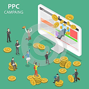 PPC campaign flat isometric vector concept.