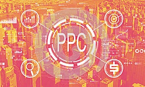 PPC - Pay per click concept with the New York City