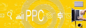 PPC - Pay per click concept with person using a laptop