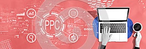 PPC - Pay per click concept with person using a laptop