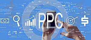 PPC - Pay per click concept with smartphone