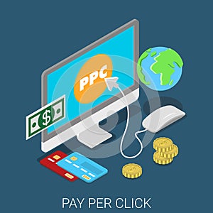 PPC pay per click marketing flat 3d isometric vector photo