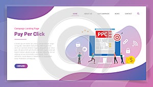 Ppc pay per click or paid per click for website template or landing homepage design campaign