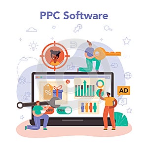 PPC specialist online service or platform. Pay per click manager