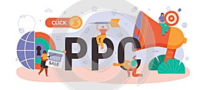 PPC typographic header. Pay per click manager, contextual