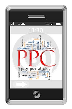 PPC Word Cloud Concept on Touchscreen Phone