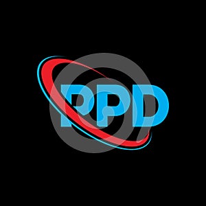 PPD logo. PPD letter. PPD letter logo design. Initials PPD logo linked with circle and uppercase monogram logo. PPD typography for