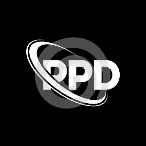 PPD logo. PPD letter. PPD letter logo design. Initials PPD logo linked with circle and uppercase monogram logo. PPD typography for