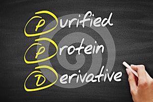 PPD - Purified Protein Derivative acronym, concept on blackboard photo