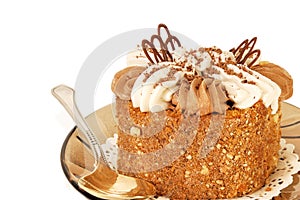 ÃÂ°ppetizing fruitcake with a cream close up