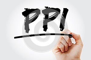 PPI - Pixels Per Inch acronym with marker, technology concept background