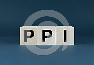 PPI Producer Price Index. Cubes form the word PPI Producer Price Index