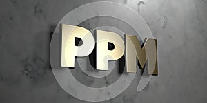 Ppm - Gold sign mounted on glossy marble wall - 3D rendered royalty free stock illustration