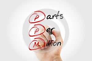 PPM - Parts Per Million acronym with marker, concept background