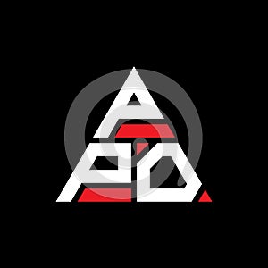 PPO triangle letter logo design with triangle shape. PPO triangle logo design monogram. PPO triangle vector logo template with red