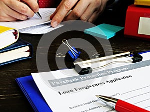 PPP Loan forgiveness application for Paycheck Protection Program in the office