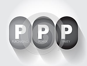 PPP Purchasing Power Parity - measurement of prices in different countries that uses the prices of specific goods, acronym text