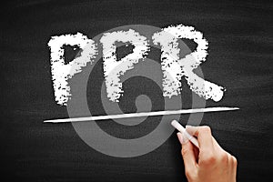 PPR - Pivot Point Reversal acronym, business concept on blackboard