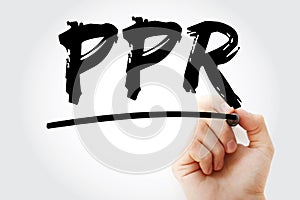PPR - Pivot Point Reversal acronym with marker, business concept background