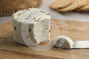 Ppreserved white organic Dutch goat cheese