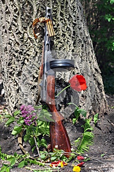The PPSh in flowers celebration of victory